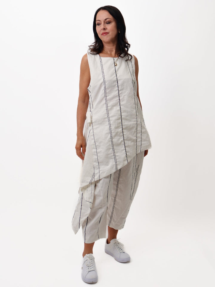 Lil Jen Stella Trousers In White Stripe-Nicola Ross