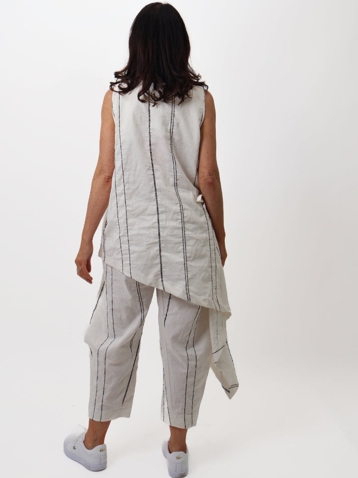 Lil Jen Stella Trousers In White Stripe-Nicola Ross