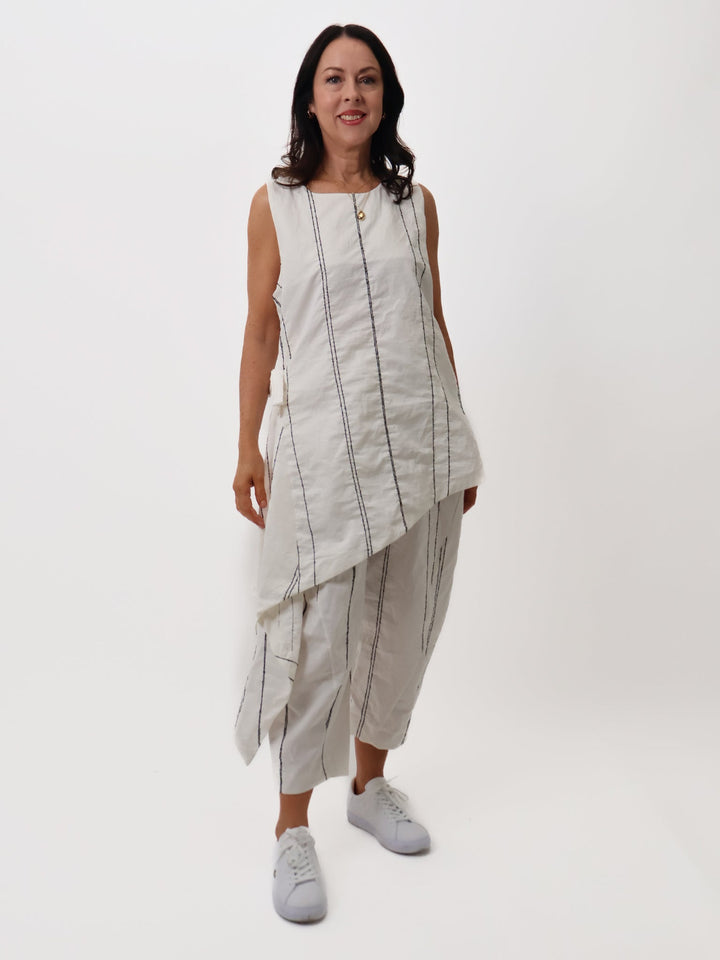 Lil Jen Stella Trousers In White Stripe-Nicola Ross