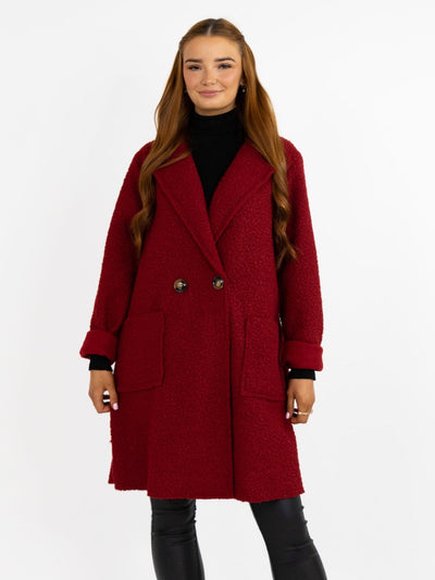 Lil Jen Teddy Coat In Burgundy-Nicola Ross