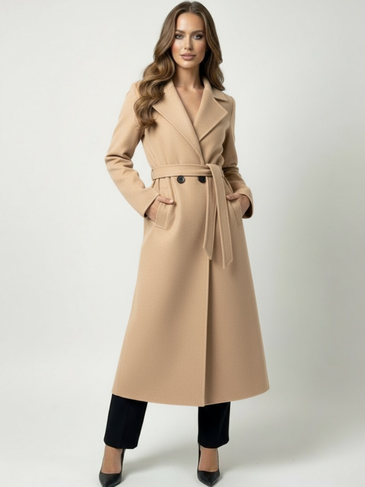 Lil Jen Valeria Belted Coat In Beige-Nicola Ross