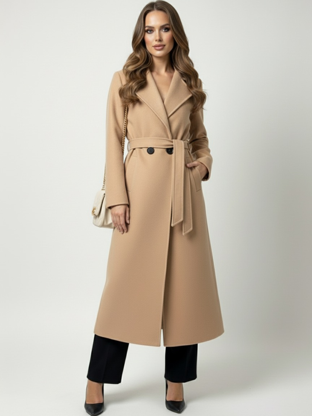 Lil Jen Valeria Belted Coat In Beige-Nicola Ross