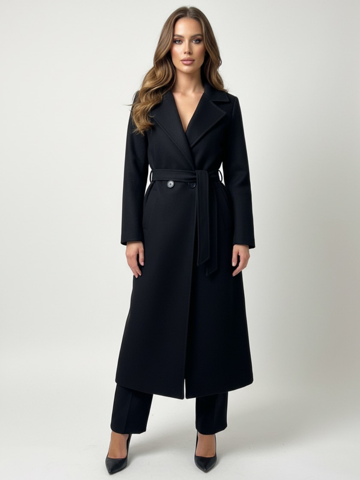 Lil Jen Valeria Belted Coat In Black-Nicola Ross