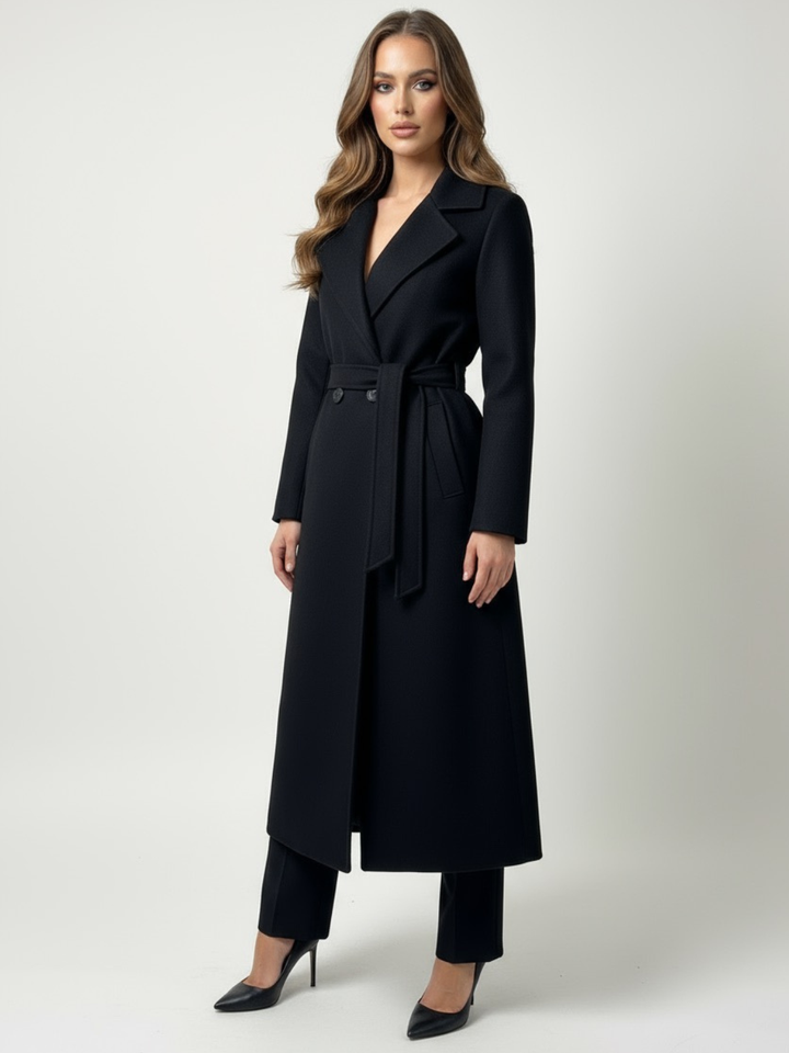 Lil Jen Valeria Belted Coat In Black-Nicola Ross