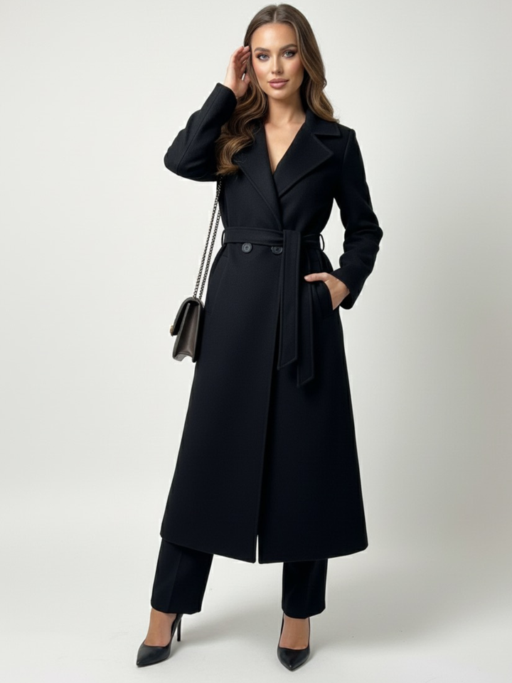 Lil Jen Valeria Belted Coat In Black-Nicola Ross