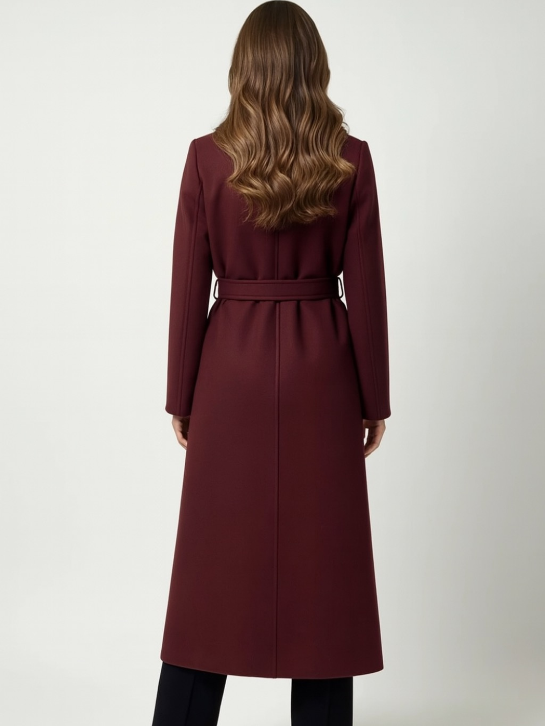 Lil Jen Valeria Belted Coat In Burgundy-Nicola Ross