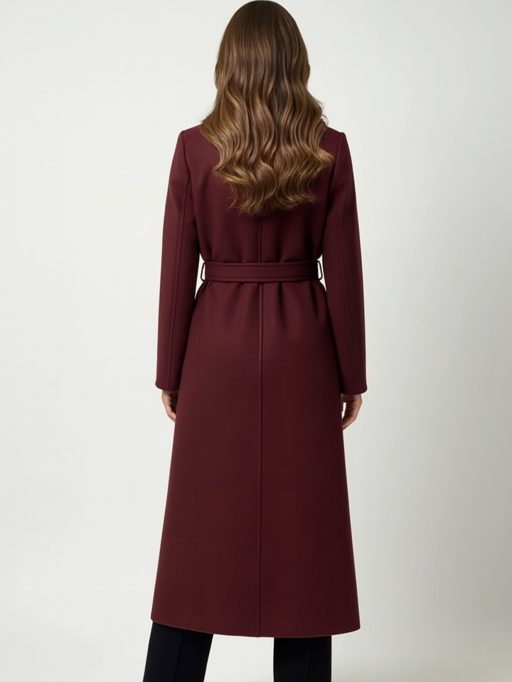 Lil Jen Valeria Belted Coat In Burgundy-Nicola Ross