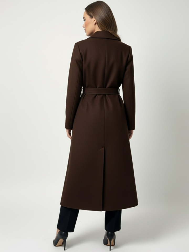Lil Jen Valeria Belted Coat In Chocolate Brown-Nicola Ross