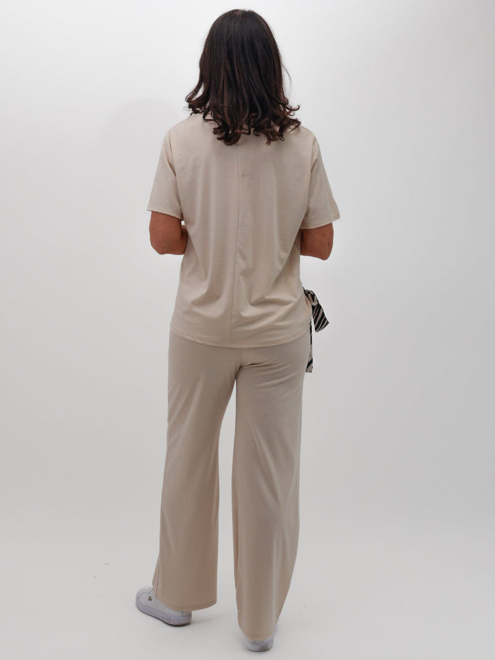 Lil Jen Willow Wide Leg Trousers In Beige-Nicola Ross