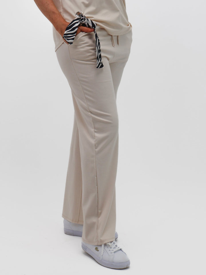 Lil Jen Willow Wide Leg Trousers In Beige-Nicola Ross