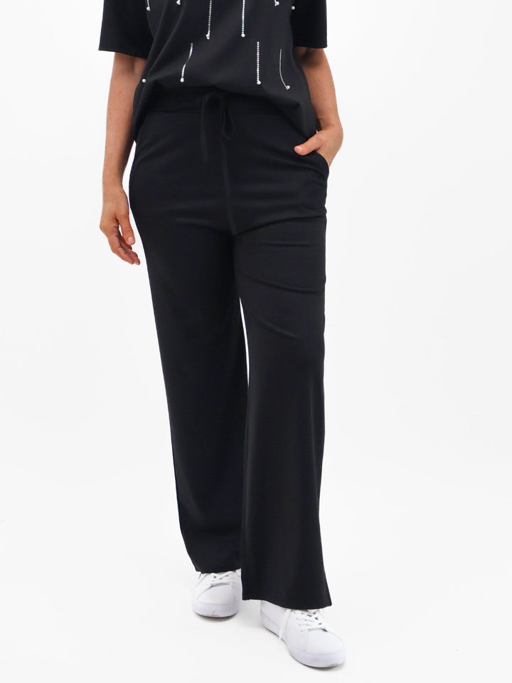 Lil Jen Willow Wide Leg Trousers In Black-Nicola Ross