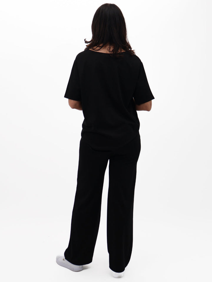 Lil Jen Willow Wide Leg Trousers In Black-Nicola Ross
