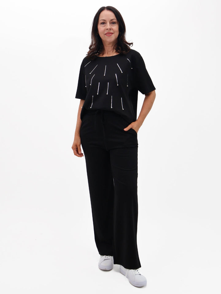 Lil Jen Willow Wide Leg Trousers In Black-Nicola Ross