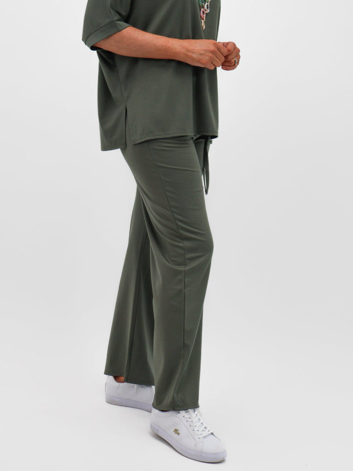 Lil Jen Willow Wide Leg Trousers In Khaki-Nicola Ross