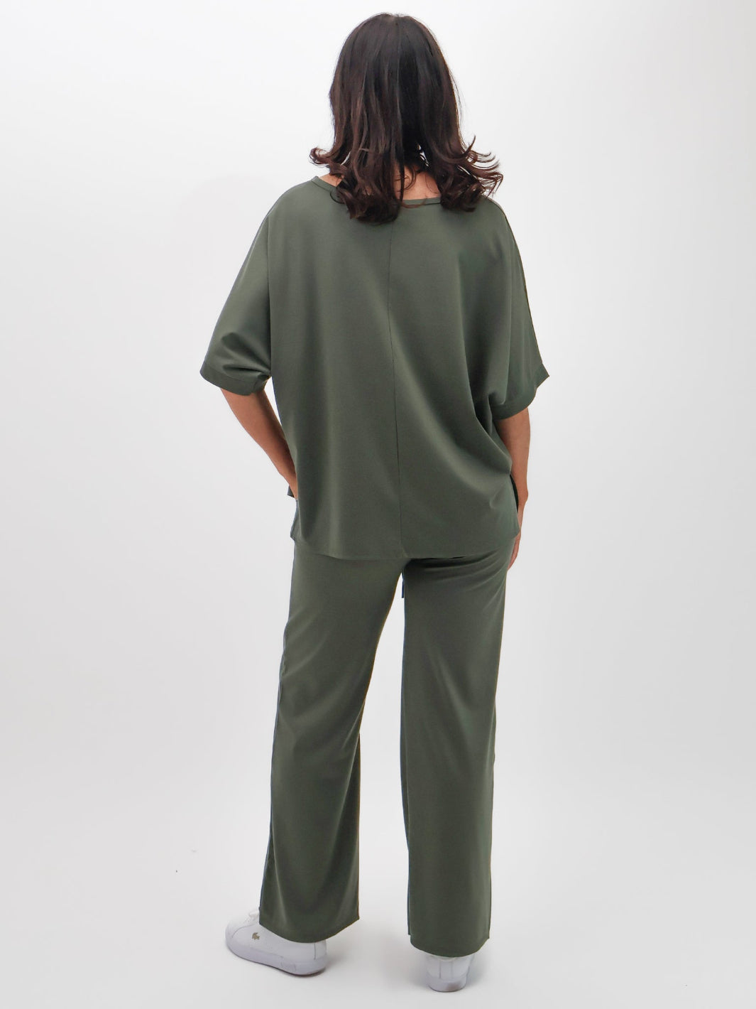 Lil Jen Willow Wide Leg Trousers In Khaki-Nicola Ross