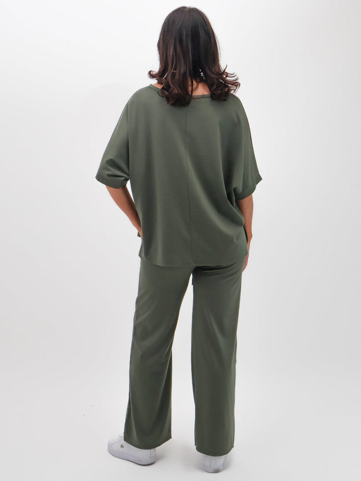 Lil Jen Willow Wide Leg Trousers In Khaki-Nicola Ross
