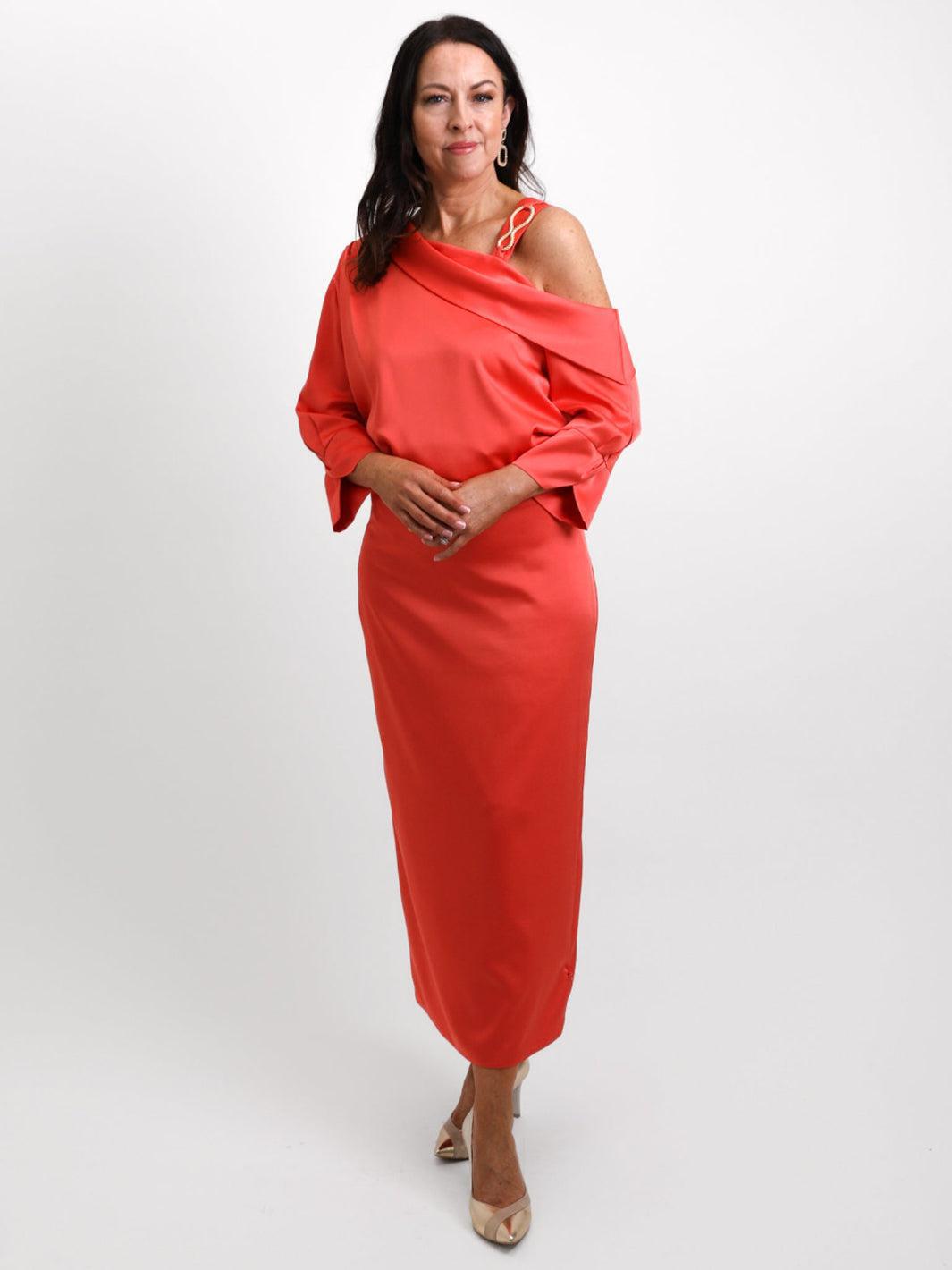 Linea Raffaeli Two Piece Skirt & Top In Coral-Mother of the bride- mother of the groom -Nicola Ross