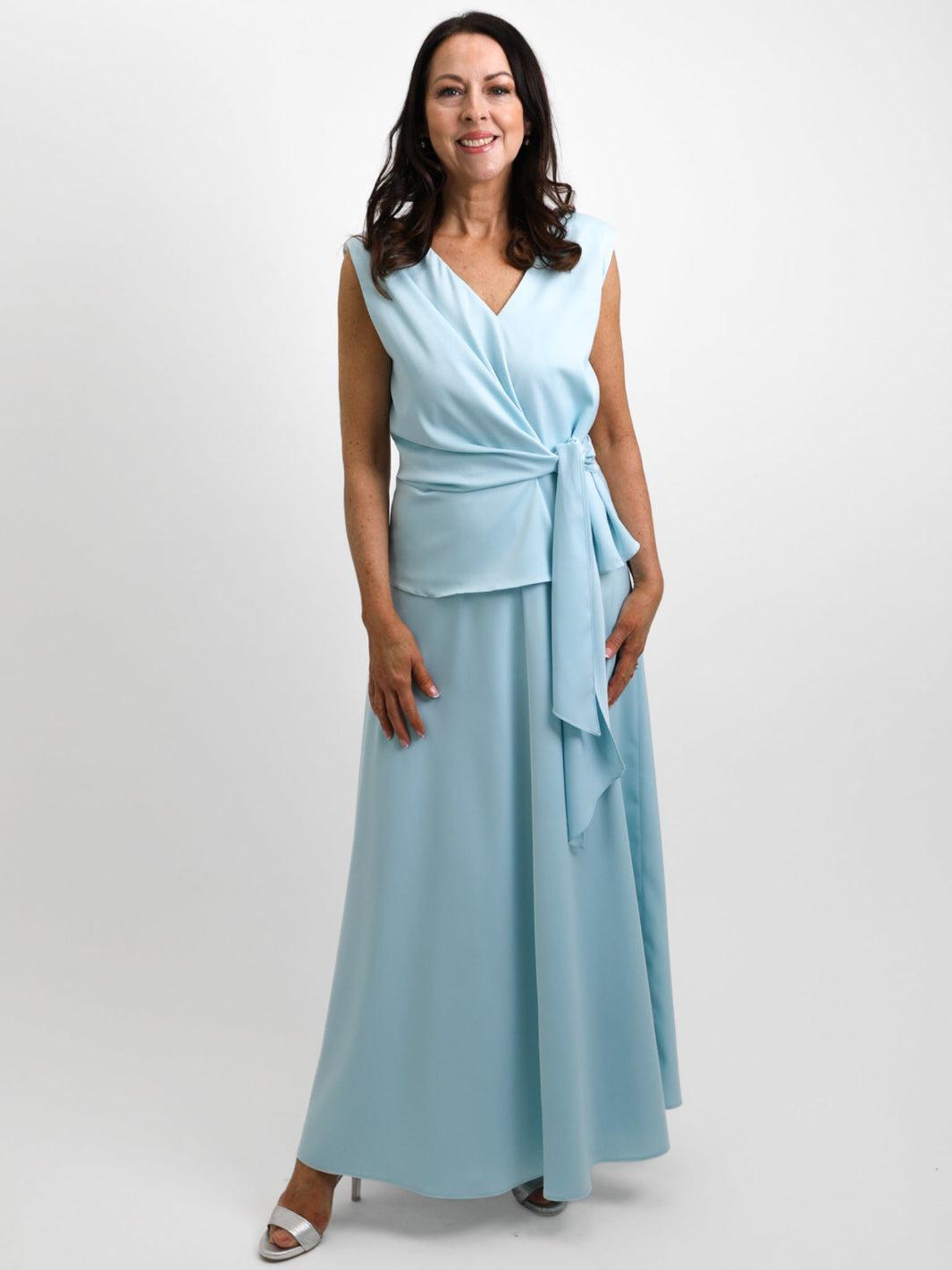 Linea Raffaeli Two Piece Skirt & Top In Sky Blue-Mother of the bride- mother of the groom -Nicola Ross