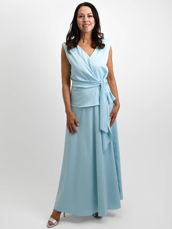 Linea Raffaeli Two Piece Skirt & Top In Sky Blue-Mother of the bride- mother of the groom -Nicola Ross