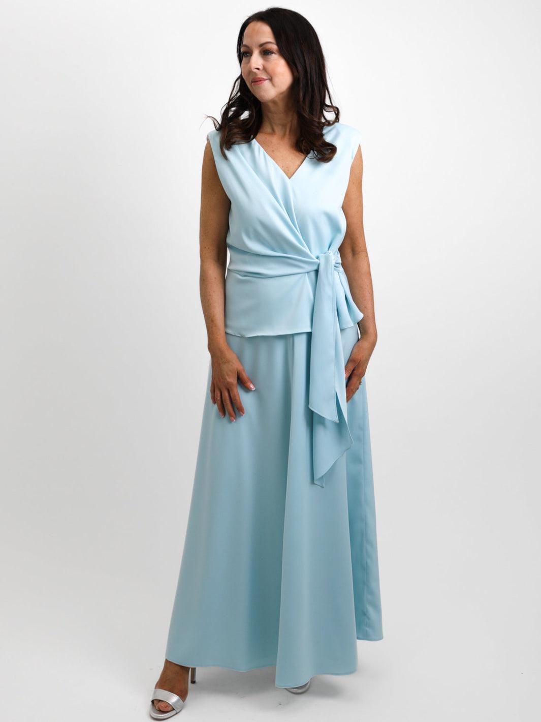 Linea Raffaeli Two Piece Skirt & Top In Sky Blue-Mother of the bride- mother of the groom -Nicola Ross