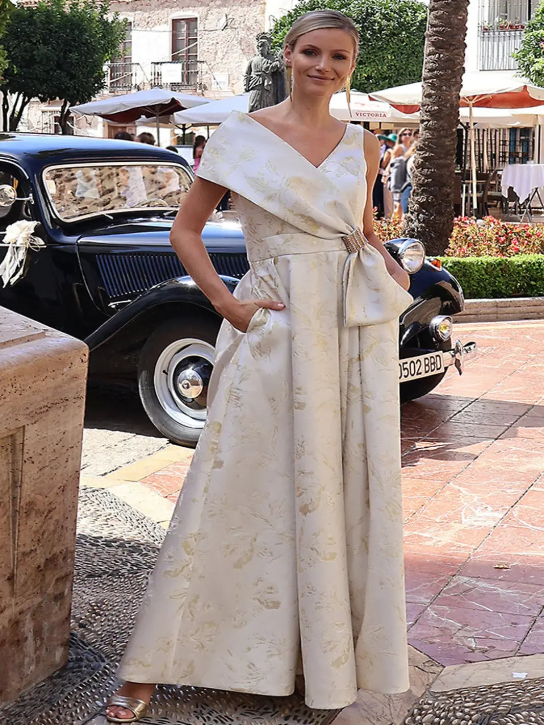 Linea Raffaelli Maxi Dress In Ivory/Gold-Mother of the bride- mother of the groom -Nicola Ross