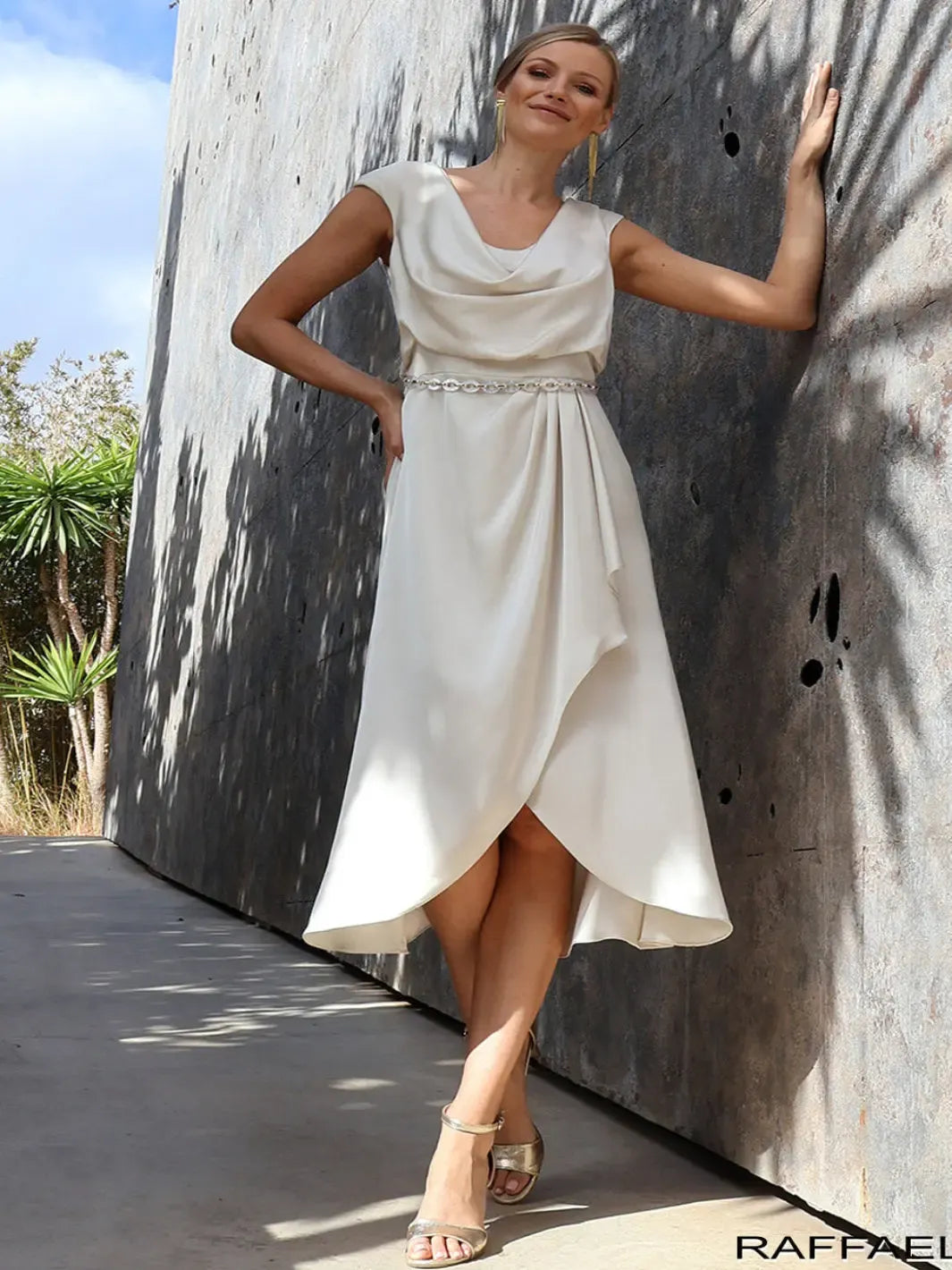 Linea Raffaelli Midi Dress In Gold- Mother of the Bride Summer 2026 Nicola Ross