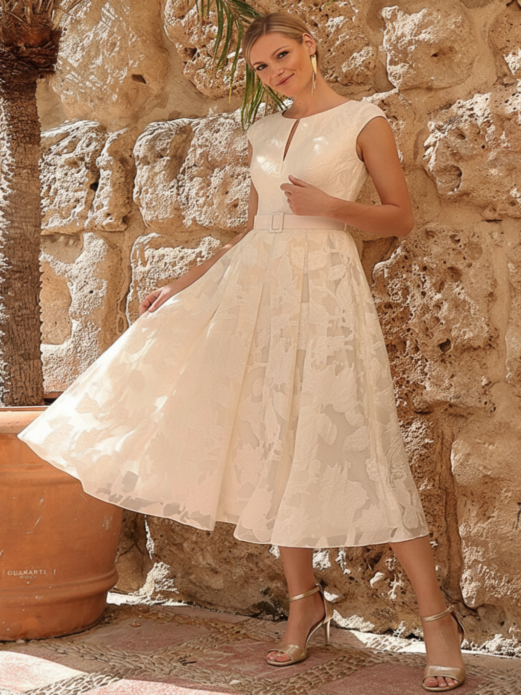 Linea Raffaeli Midi Dress In Ivory-Mother of the bride- mother of the groom -Nicola Ross