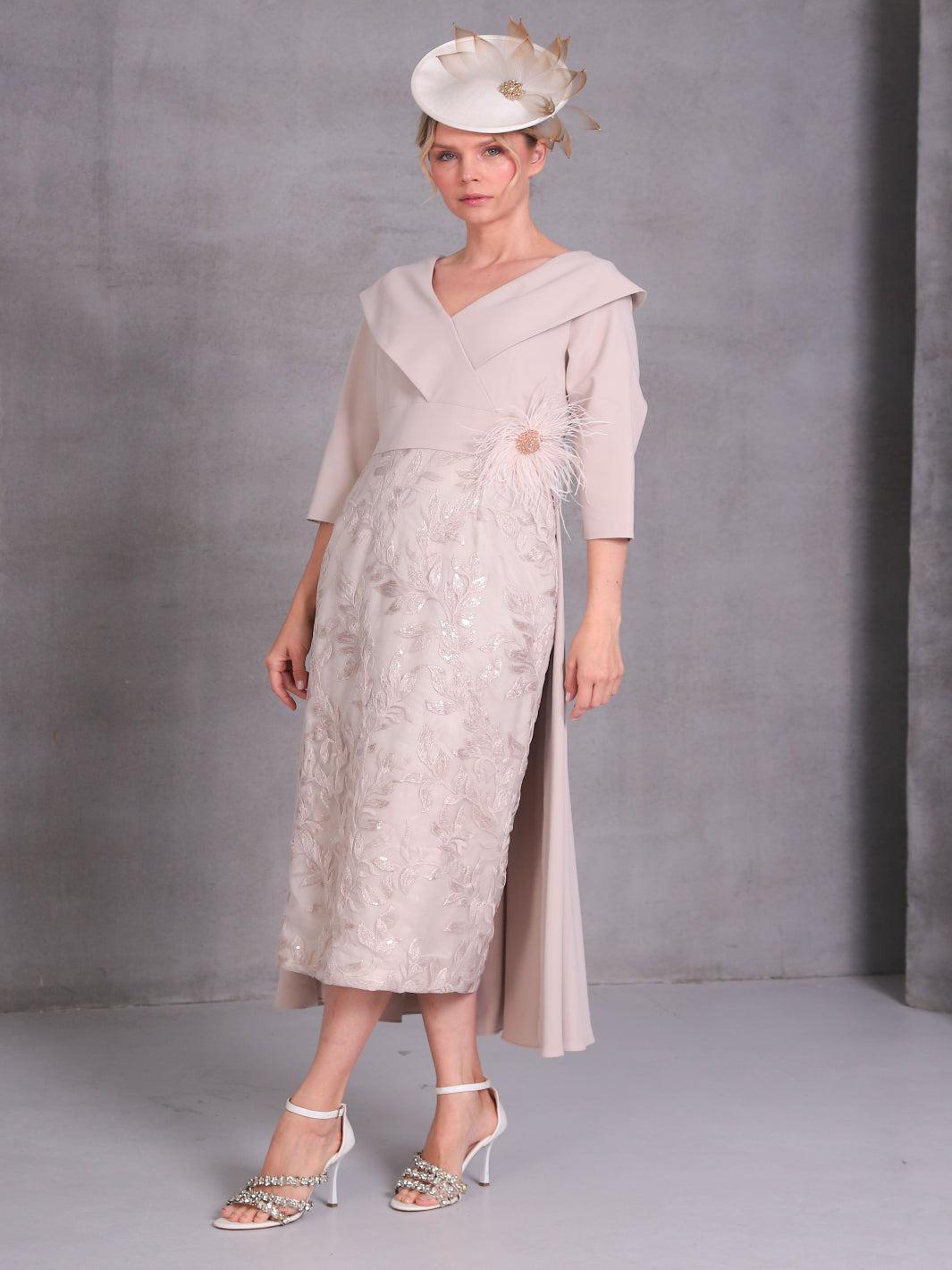 Lizabella Dress 2198-43 In Beige-Mother of the bride- mother of the groom -Nicola Ross