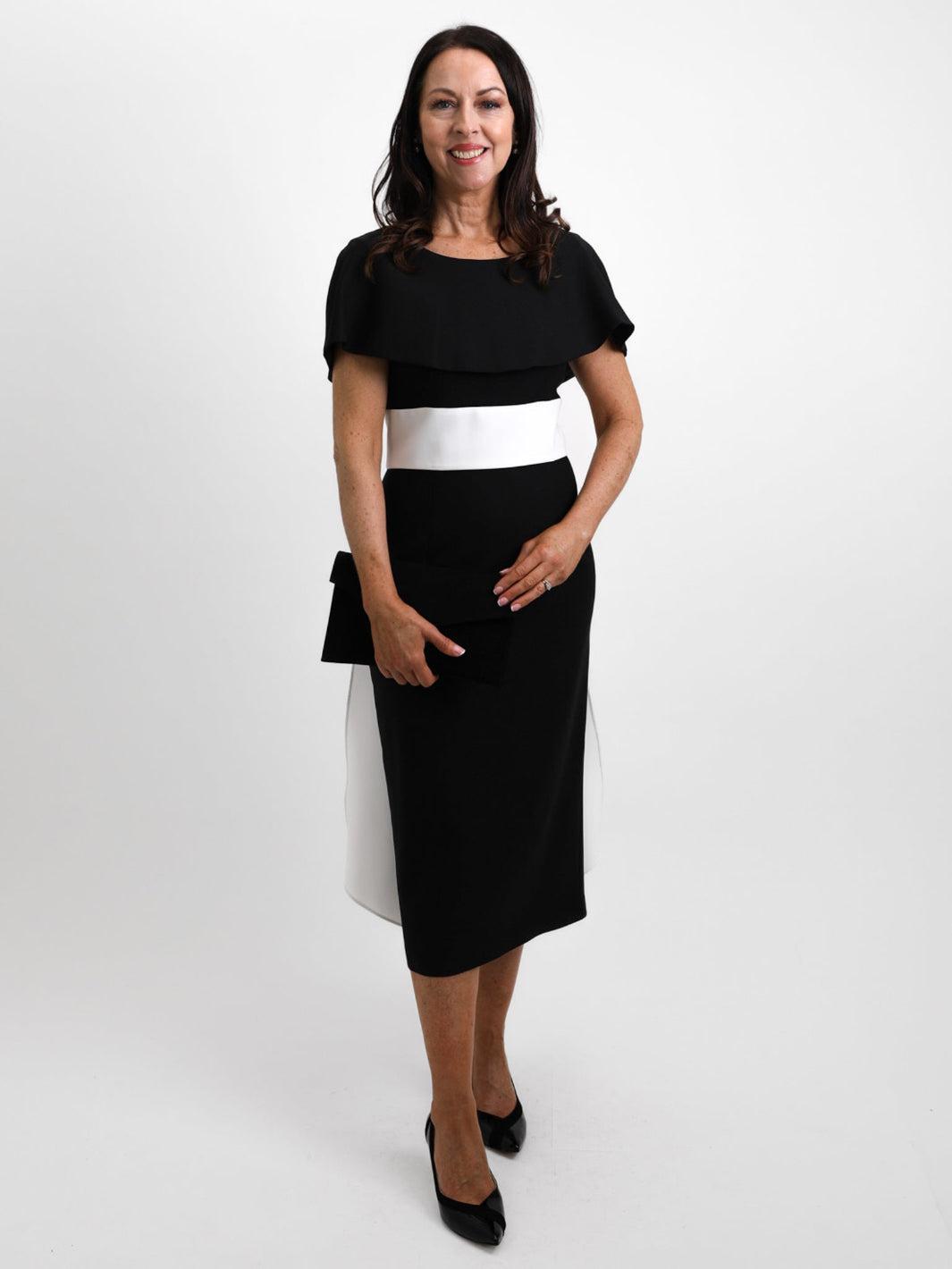 Lizabella Dress With Bow 2065 In Black/White-Mother of the bride- mother of the groom -Nicola Ross