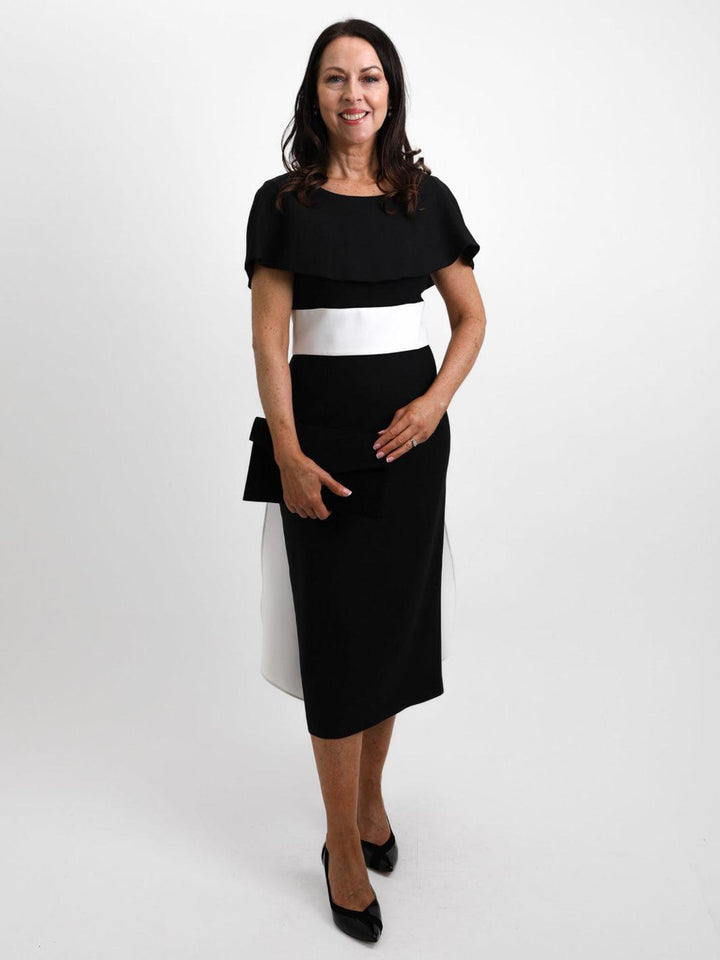 Lizabella Dress With Bow 2065 In Black/White-Mother of the bride- mother of the groom -Nicola Ross