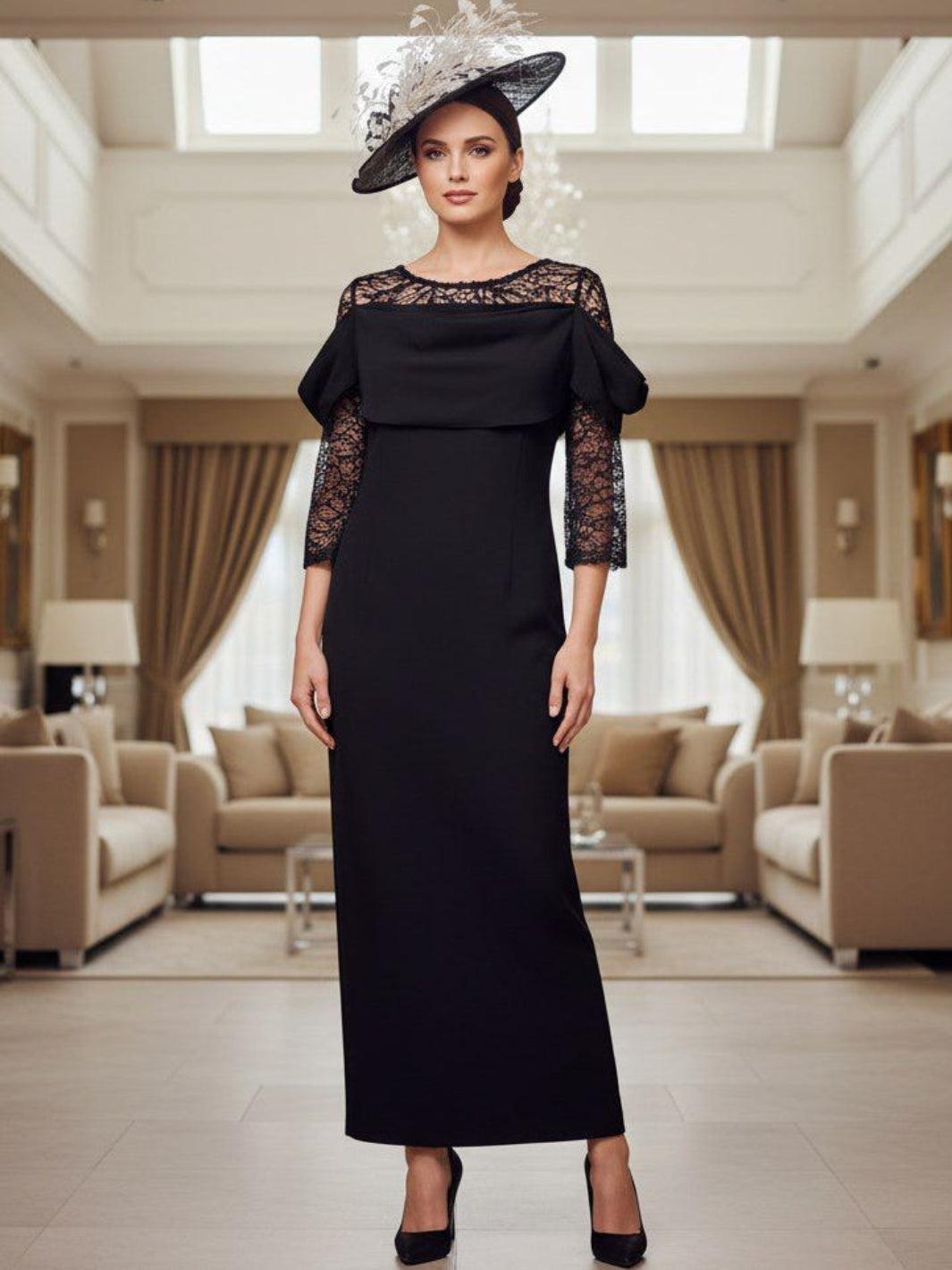 Lizabella Midi Dress In Black 2517-40-Mother of the bride- mother of the groom -Nicola Ross