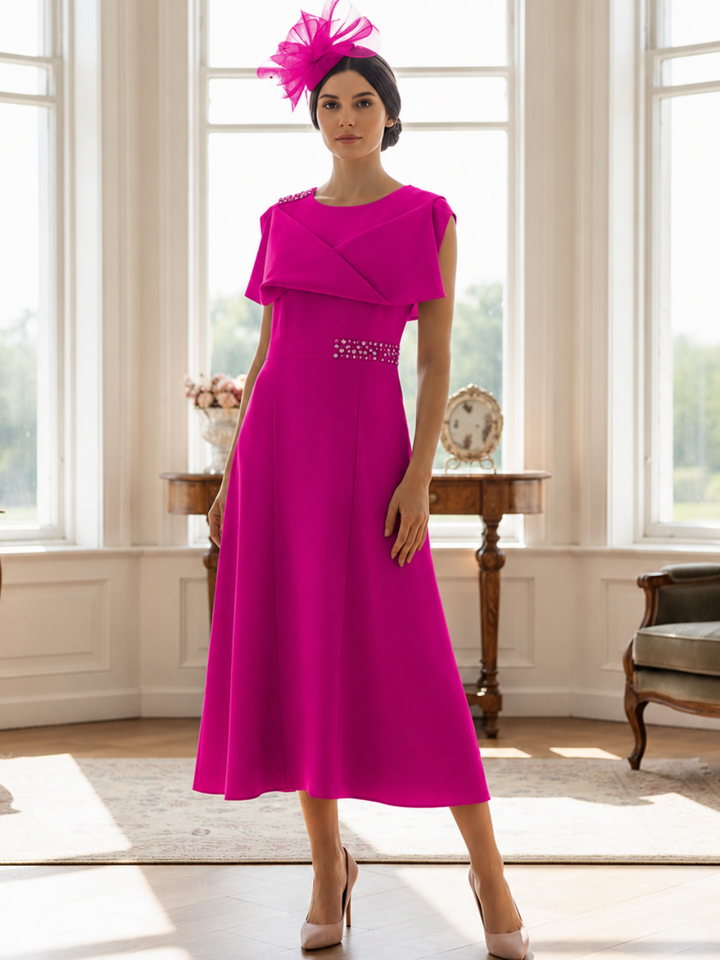 Lizabella Midi Dress In Fuschia 2433-40-Mother of the bride- mother of the groom -Nicola Ross