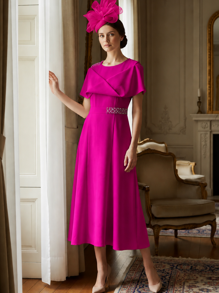 Lizabella Midi Dress In Fuschia 2433-40-Mother of the bride- mother of the groom -Nicola Ross