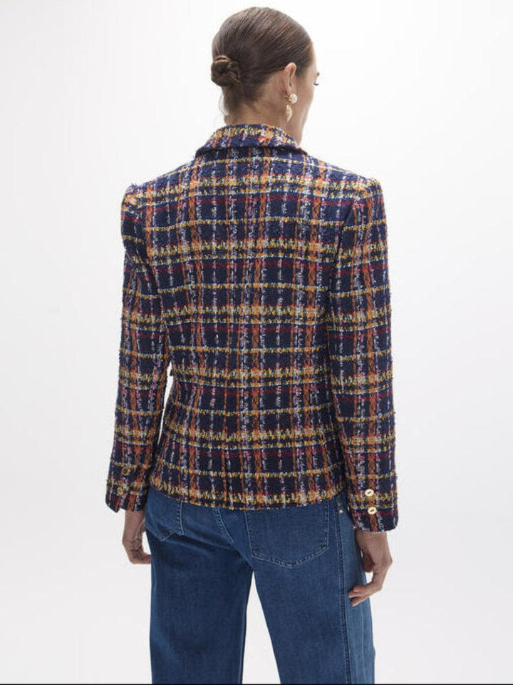 Lola Casademunt Bouclé Check Blazer In Navy Multi 2602003-Nicola Ross