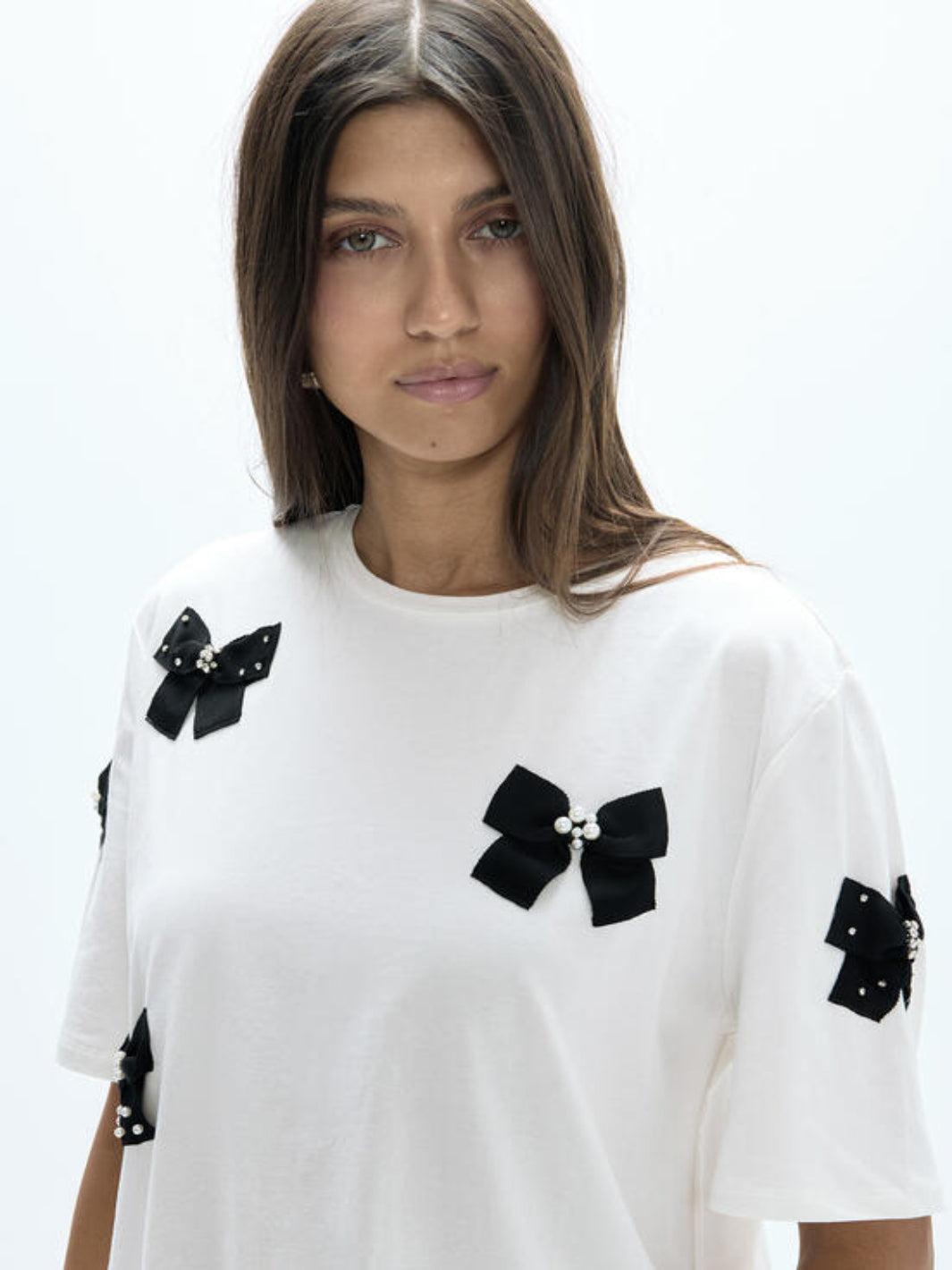 Lola Casademunt Bow Detail T-Shirt In White 2615042-Nicola Ross