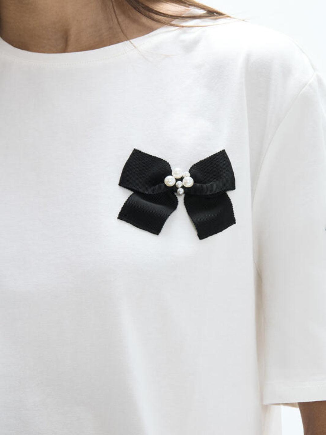 Lola Casademunt Bow Detail T-Shirt In White 2615042-Nicola Ross