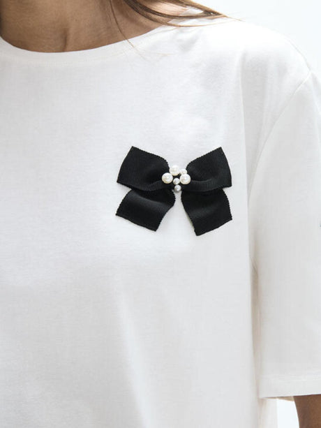 Lola Casademunt Bow Detail T-Shirt In White 2615042-Nicola Ross