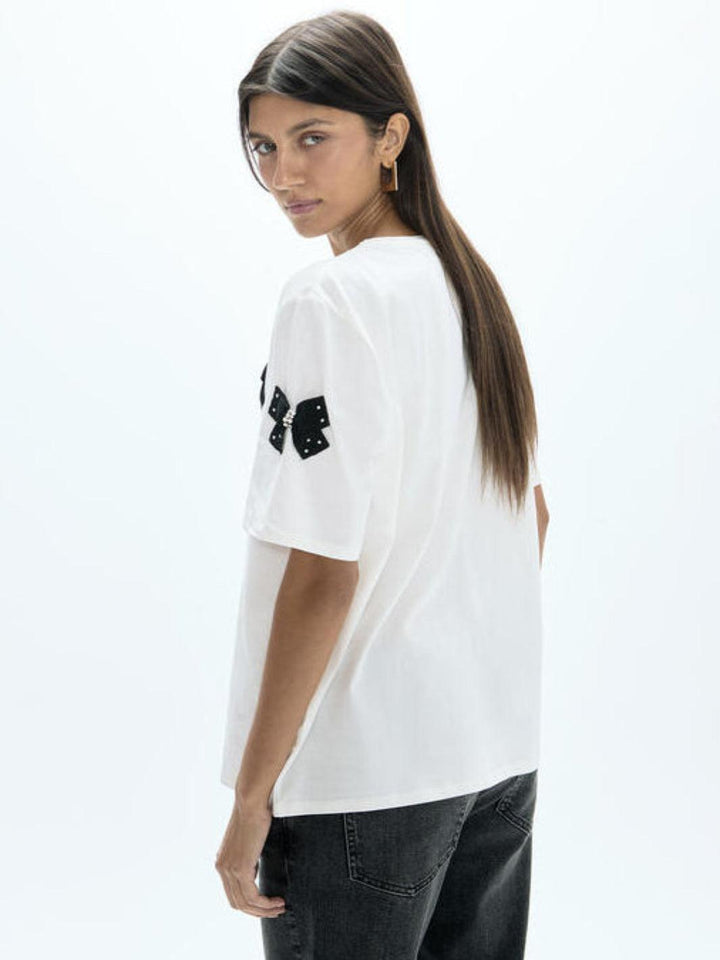 Lola Casademunt Bow Detail T-Shirt In White 2615042-Nicola Ross
