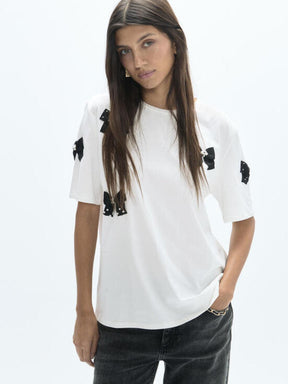Lola Casademunt Bow Detail T-Shirt In White 2615042-Nicola Ross