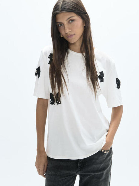 Lola Casademunt Bow Detail T-Shirt In White 2615042-Nicola Ross