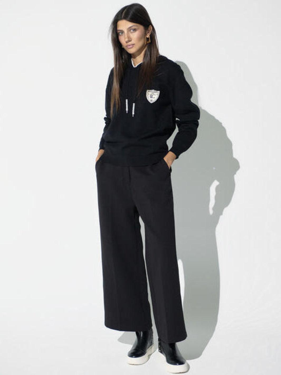 Lola Casademunt Embellished Hooded Knit In Black 2611004-Nicola Ross