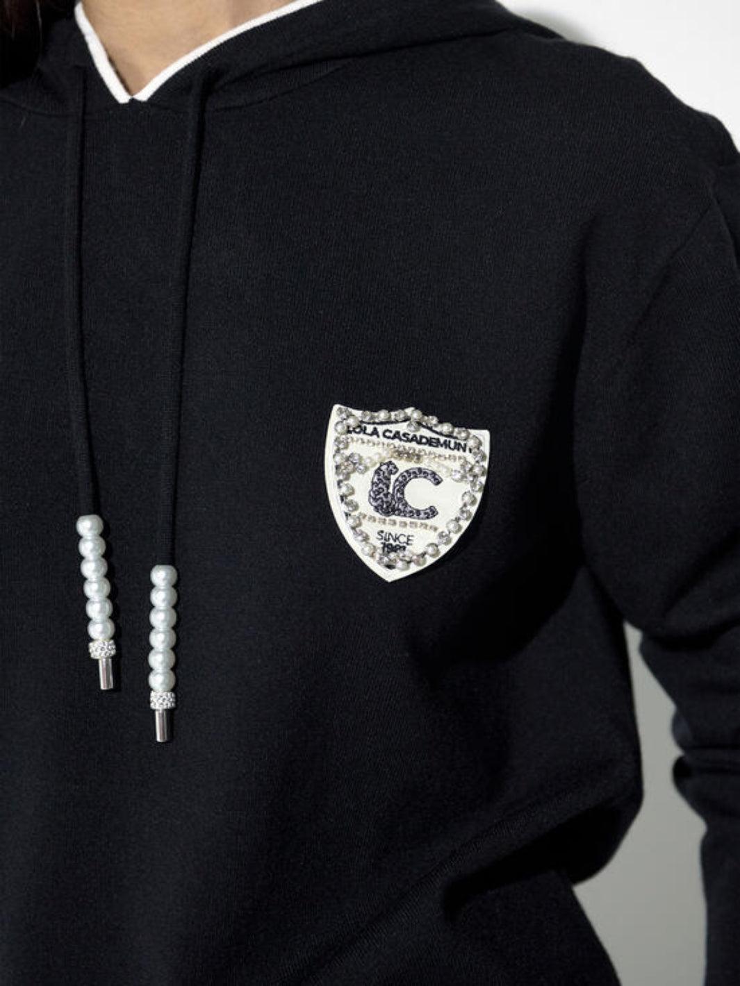 Lola Casademunt Embellished Hooded Knit In Black 2611004-Nicola Ross