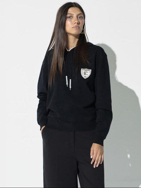 Lola Casademunt Embellished Hooded Knit In Black 2611004-Nicola Ross