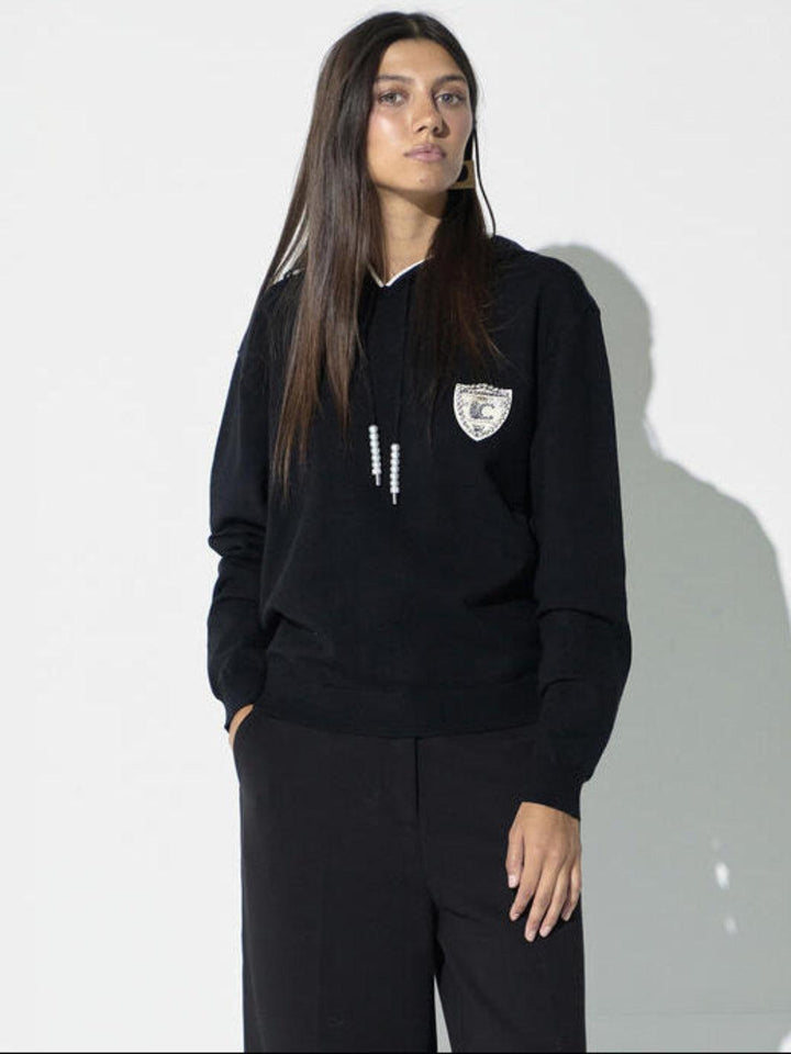 Lola Casademunt Embellished Hooded Knit In Black 2611004-Nicola Ross