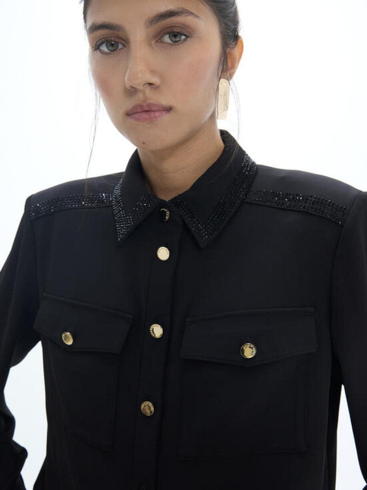 Lola Casademunt Embellished Utility Shirt In Black 2615038-Nicola Ross