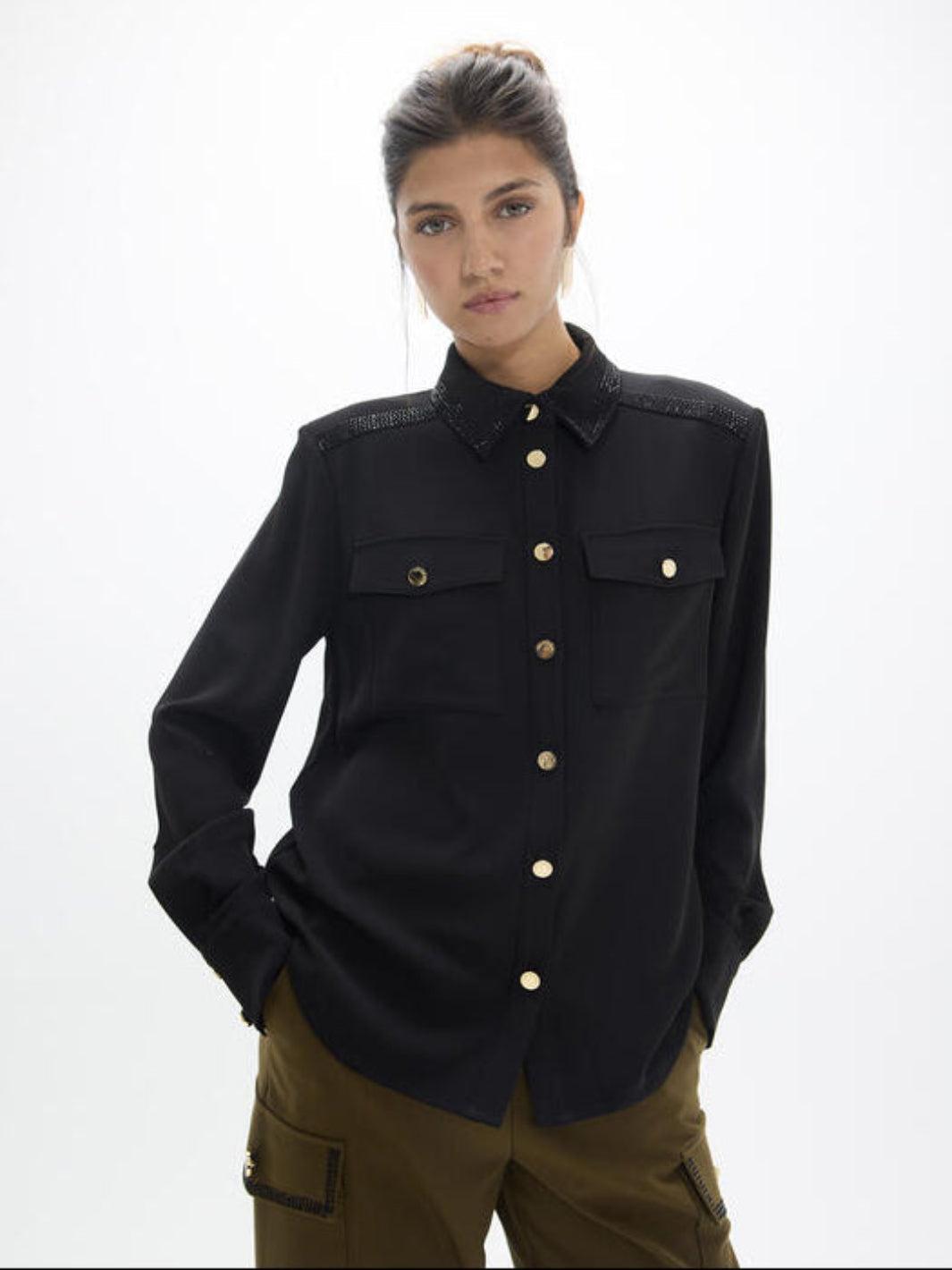Lola Casademunt Embellished Utility Shirt In Black 2615038-Nicola Ross