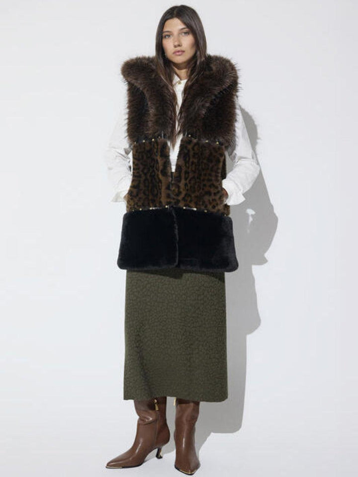 Lola Casademunt Faux Fur Gilet In Brown 2601017-Nicola Ross