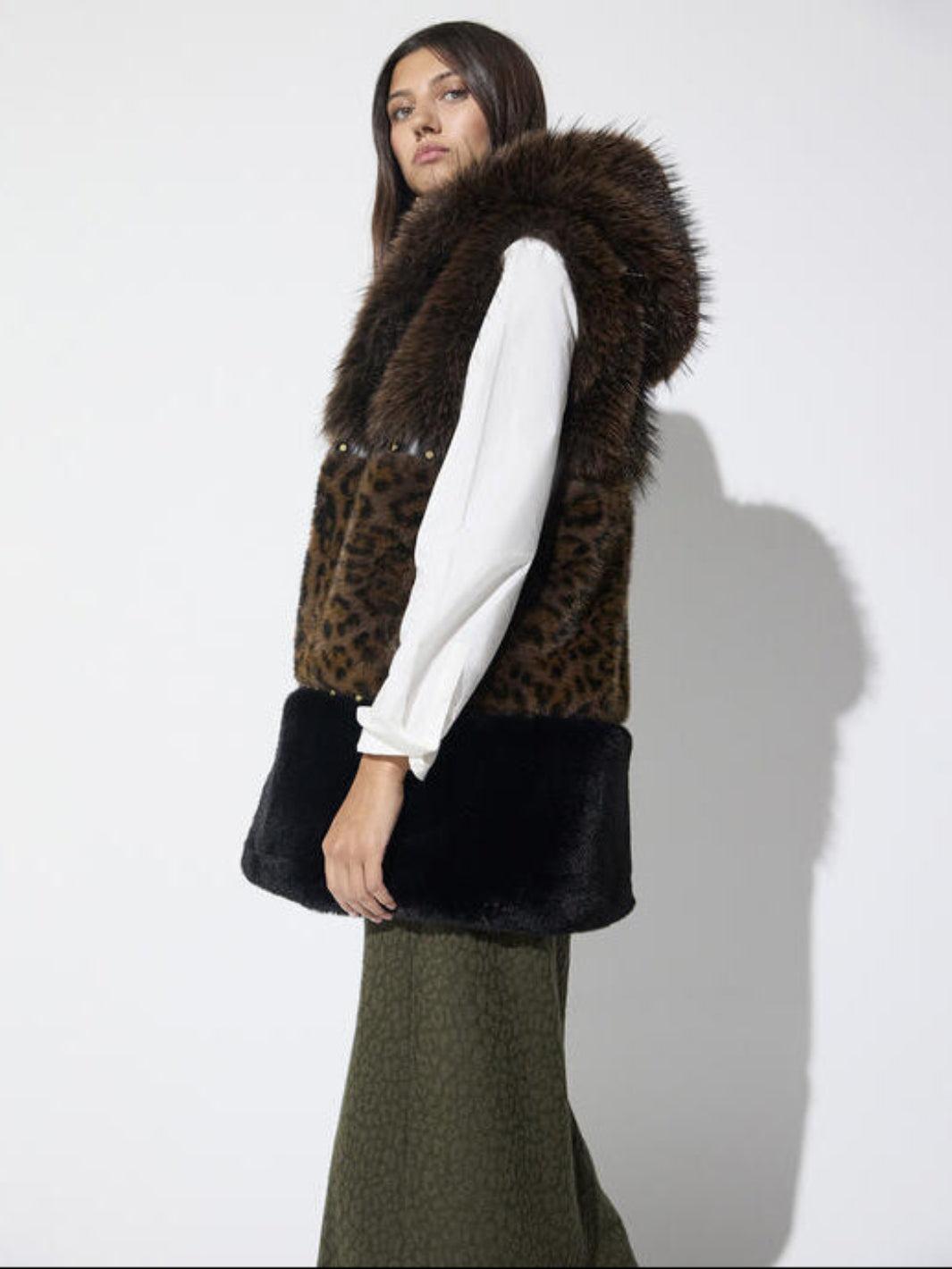 Lola Casademunt Faux Fur Gilet In Brown 2601017-Nicola Ross