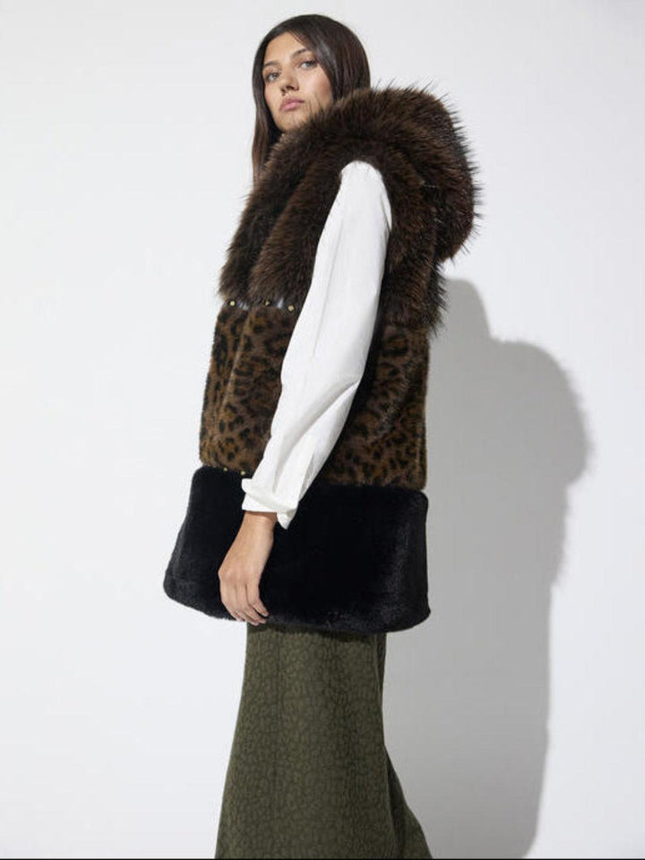 Lola Casademunt Faux Fur Gilet In Brown 2601017-Nicola Ross
