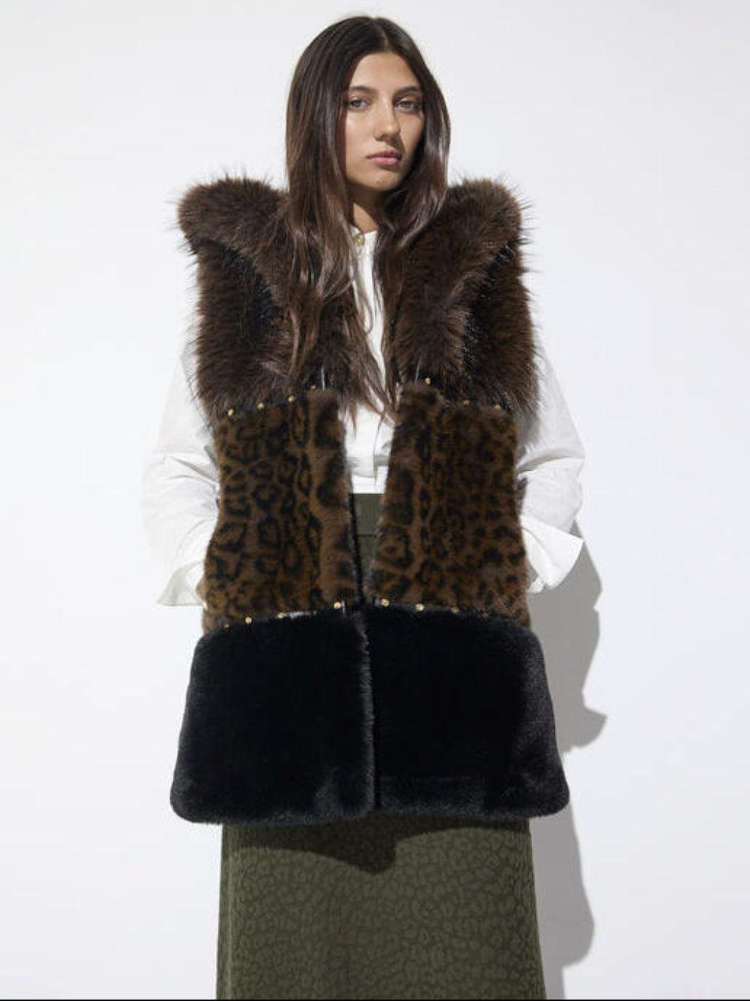 Lola Casademunt Faux Fur Gilet In Brown 2601017-Nicola Ross